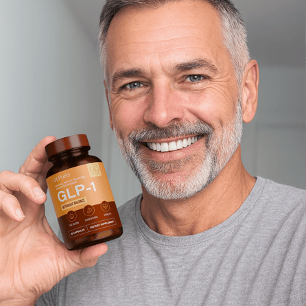 Ein Mann in den Vierzigern, der eine GLPura in der Hand hält.